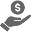 Hand offering a dollar coin for payment or donation