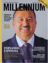MILLENNIUM magazine cover featuring smiling man in suit, 